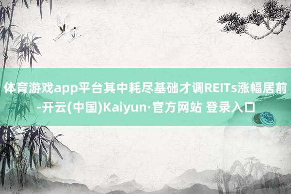 体育游戏app平台其中耗尽基础才调REITs涨幅居前-开云(中国)Kaiyun·官方网站 登录入口