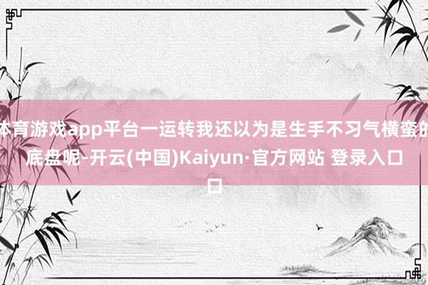 体育游戏app平台一运转我还以为是生手不习气横蛮的底盘呢-开云(中国)Kaiyun·官方网站 登录入口