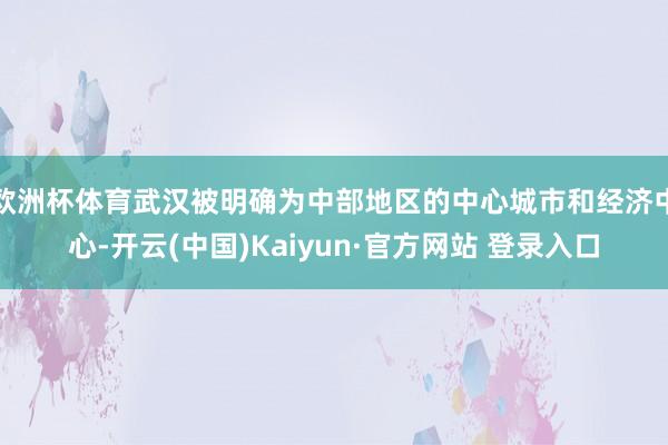 欧洲杯体育武汉被明确为中部地区的中心城市和经济中心-开云(中国)Kaiyun·官方网站 登录入口