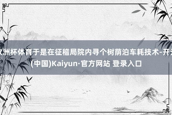 欧洲杯体育于是在征稽局院内寻个树荫泊车耗技术-开云(中国)Kaiyun·官方网站 登录入口