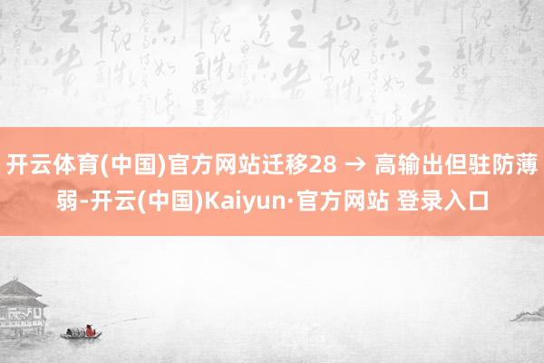 开云体育(中国)官方网站迁移28 → 高输出但驻防薄弱-开云(中国)Kaiyun·官方网站 登录入口